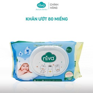 Gói 80 Tờ Khăn Ướt Niva Không Mùi Cao Cấp, An Toàn Cho Bé