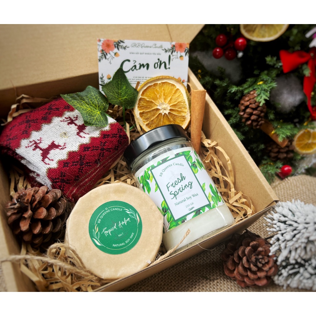 2 Nến Thơm Handmade như hình _ 1 hũ 100gr &amp; 1 hũ 220gr BB Queens gói set quà tặng