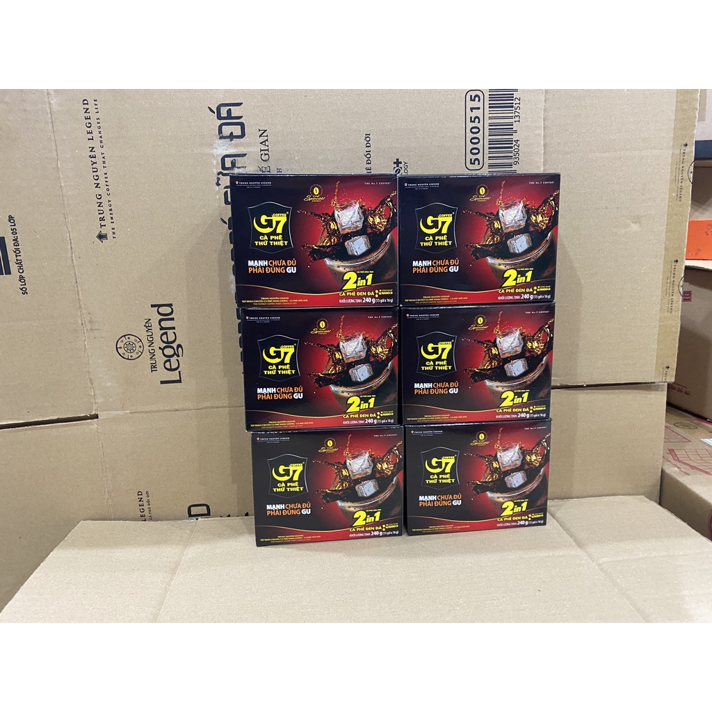 Cà Phê Hòa Tan G7 2in1 Đen Có Đường Trung Nguyên - Hộp 15 gói