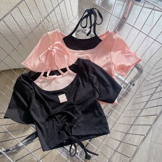 Áo kiểu croptop đan dây