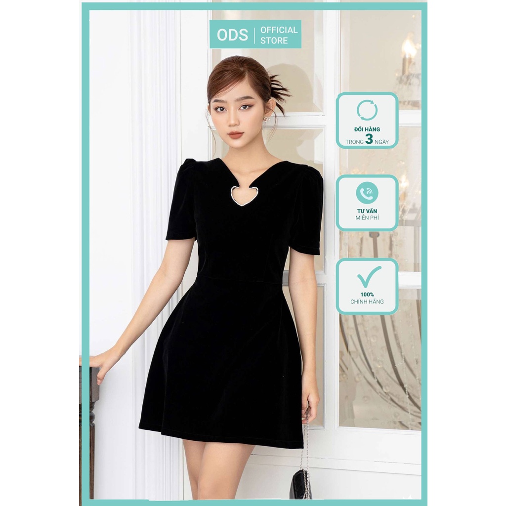 Đầm chữ A ngắn ODS tay ngắn cổ khoét trái tim tôn dáng đi dự tiệc dạo phố - AM3