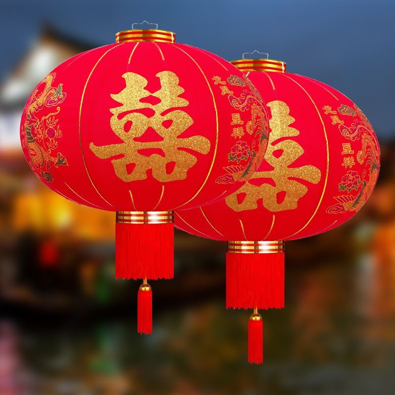 Lồng Đèn Trang Trí Tiệc Cưới Hình Rồng Và Phượng Hoàng Màu Đỏ Chống Nước