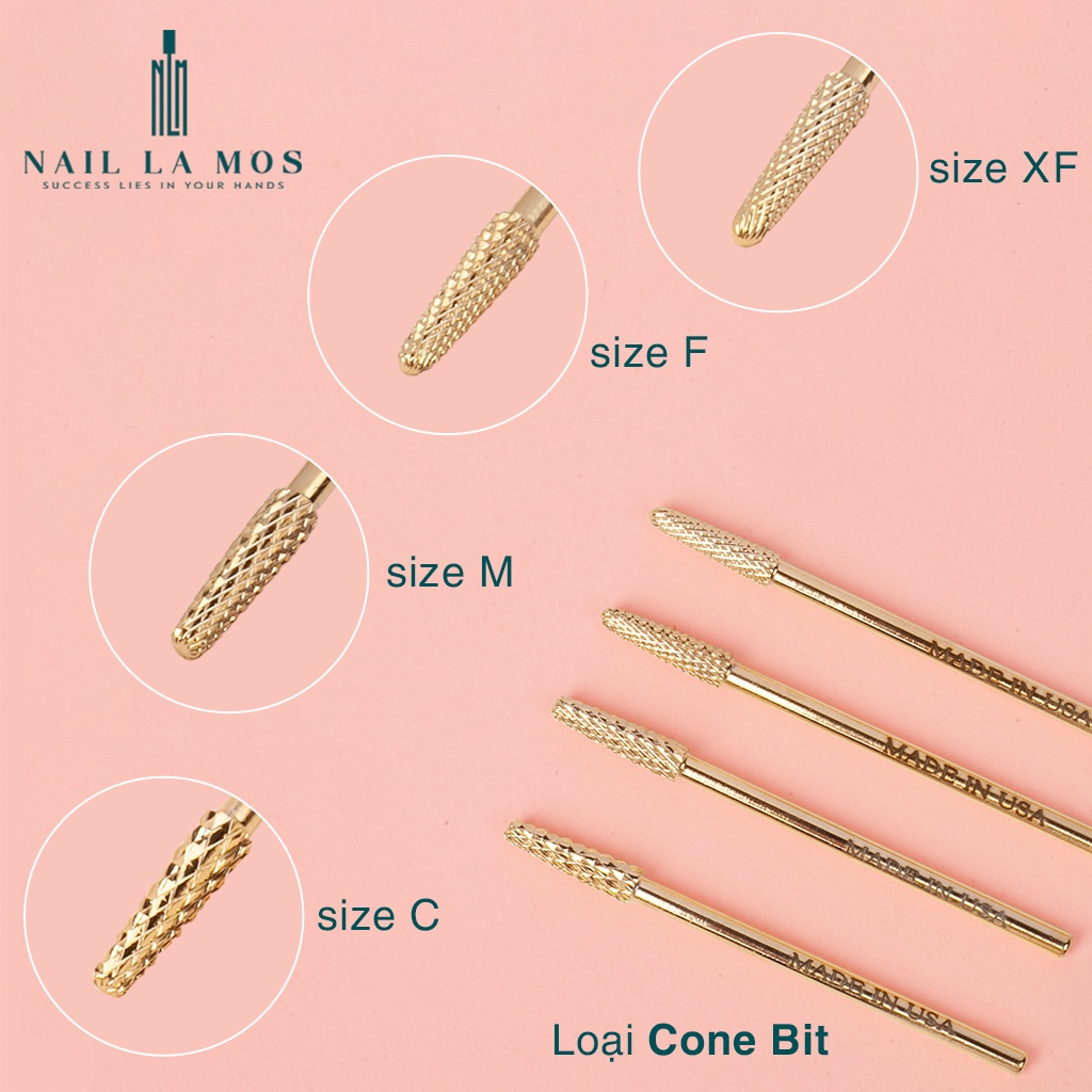 Đầu mài khóe Mỹ chất liệu titan vàng cao cấp - Đầu mài móng, mài mịn loại xịn, dùng bền, an toàn (lẻ chiếc)