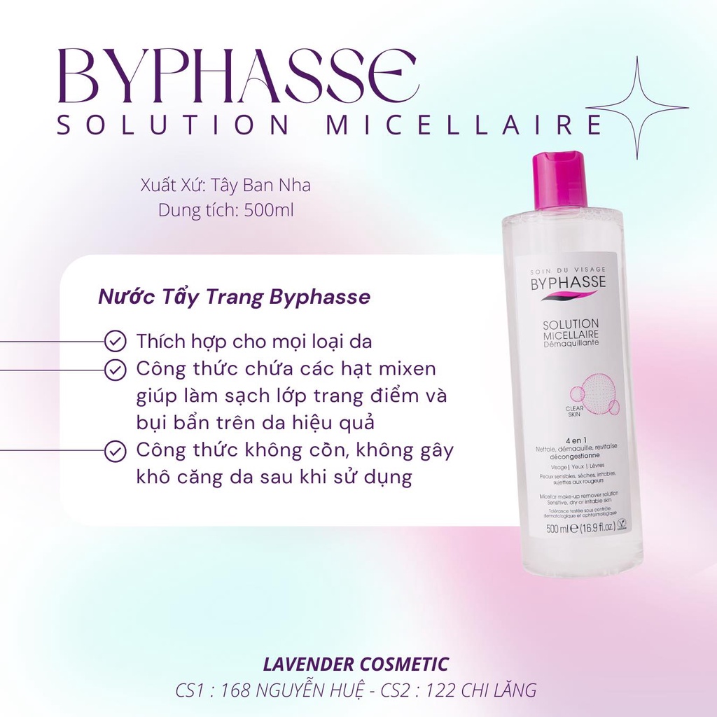 Nước tẩy trang Byphasse Solution Micellaire 500ml Các Loại