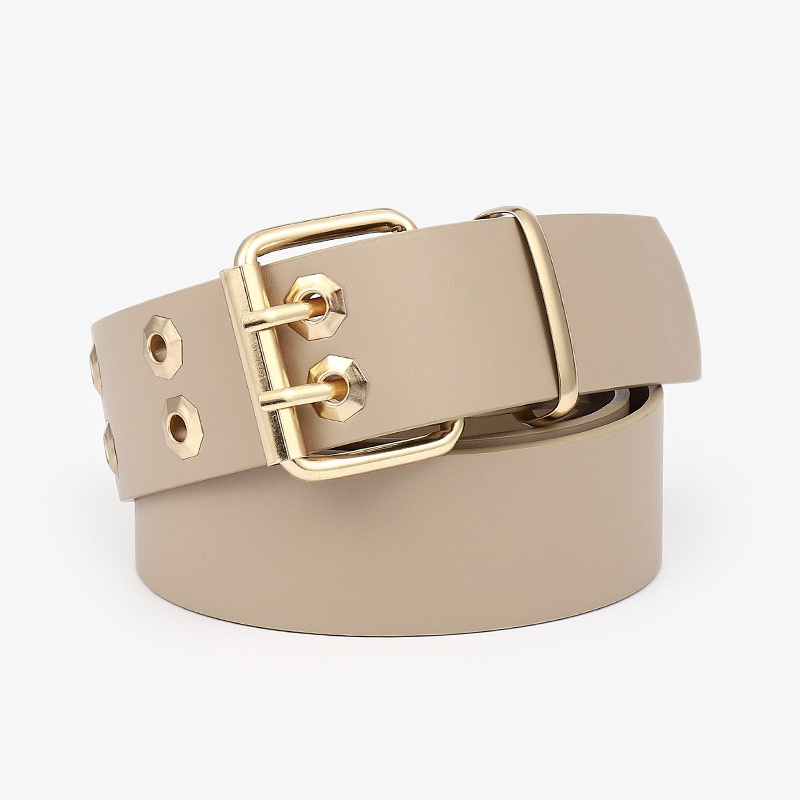 Thắt Lưng Hai Hàng Khóa Kim Loại Màu Vàng Kim Trang Trí Quần Jean Thời Trang Hàng Mới Dành Cho Bạn Nữ Hàng Có Sẵn