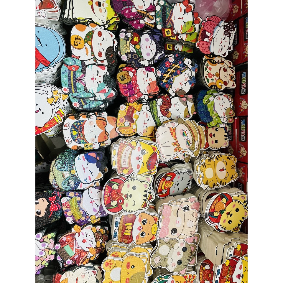 Combo 10 Bao lì xì chibi kim cương hoạt hình Tết Quý Mão 2023 con mèo đẹp