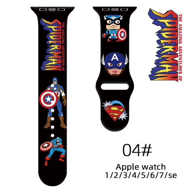 Dây Đeo Silicon Họa Tiết Người Nhện Marvel 45mm 44mm 40mm 42mm 41mm Cho Apple Watch SE765432 Vòng Đeo Tay Cho Dòng iWatch