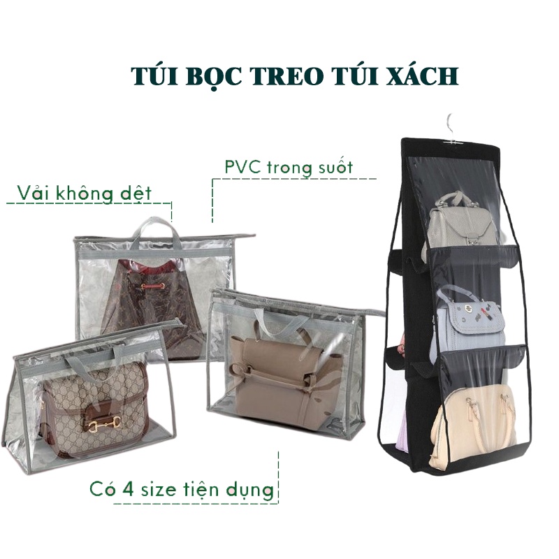 Túi bọc túi xách chống bụi, Túi đựng túi xách bảo quản túi xách trong suốt 6 ngăn