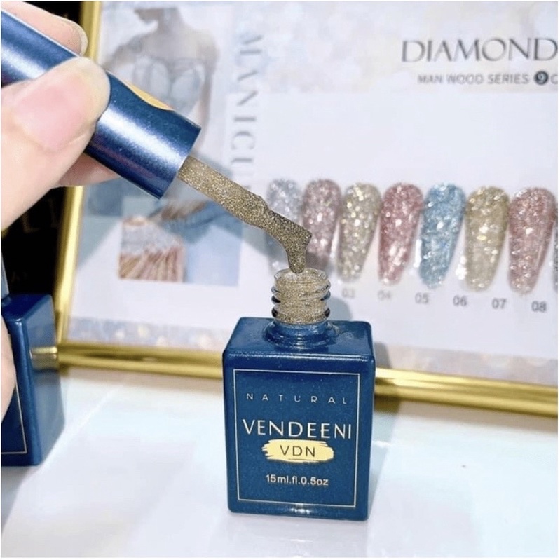 Sơn gel nhũ flash vendeeni 2 màu vàng bạc chính hãng