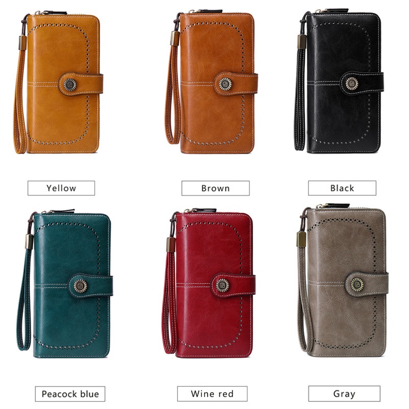 IELGY Ví Dài RFID Chống Trộm Phong Cách Cổ Điển Cho Nữ