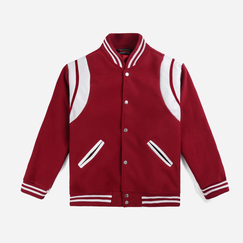 Áo khoác Bomber Varsity Teddy Đỏ, Xanh chất nỉ dạ 2 lớp có lót dù BOTEE