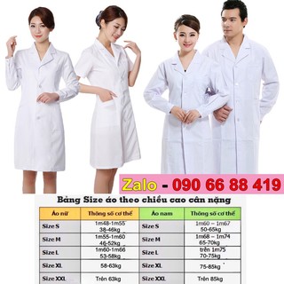 Áo Blouse bác sĩ y tá, áo dược sĩ nữ, áo y tá nữ màu Trắng - Đồng phục áo blouse nữ dược sĩ y tế spa
