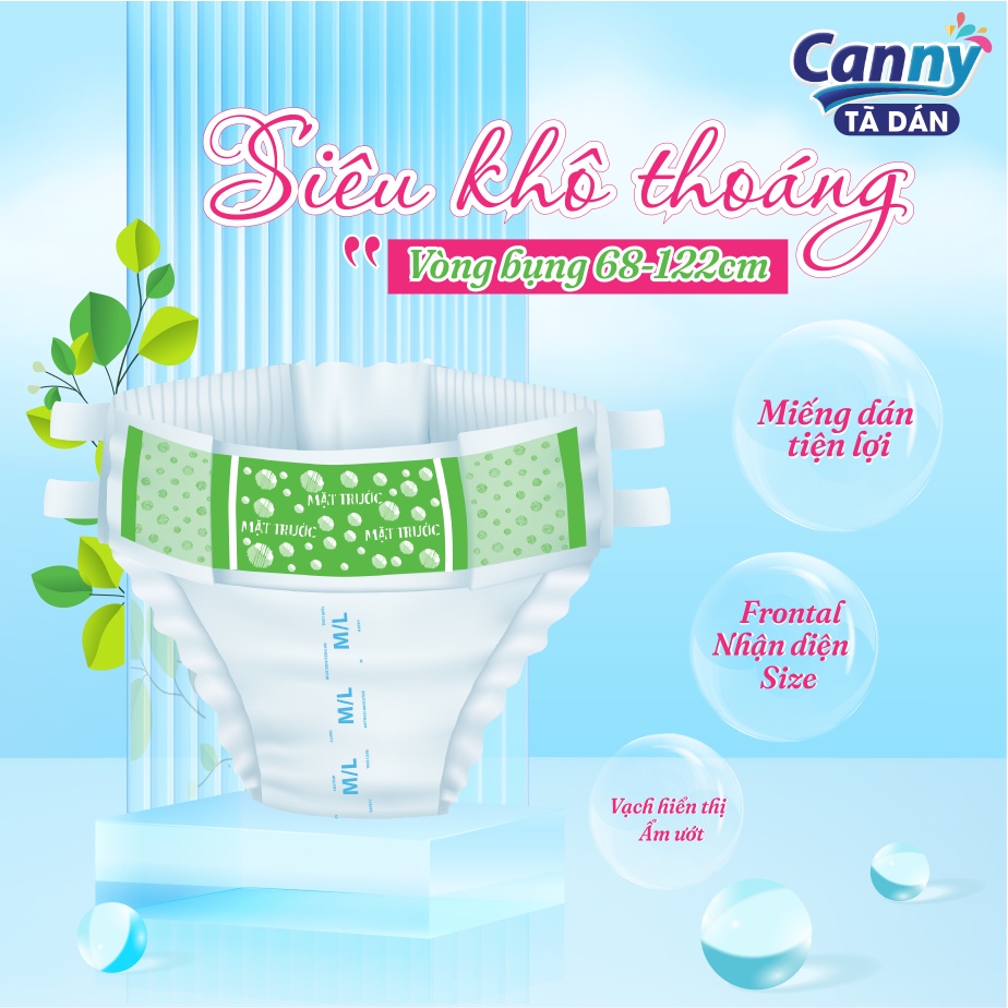 [Bán chạy] Tã bỉm dán người già và phụ nữ sau sinh chất lượng siêu thấm Canny Size M10 (eo 61-106cm),M/L10 (eo 68-122cm)