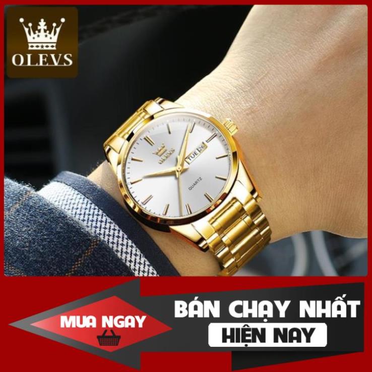 Đồng hồ quartz OLEVS 6898G dây thép không gỉ dạ quang chống nước chính hãng cho nam
