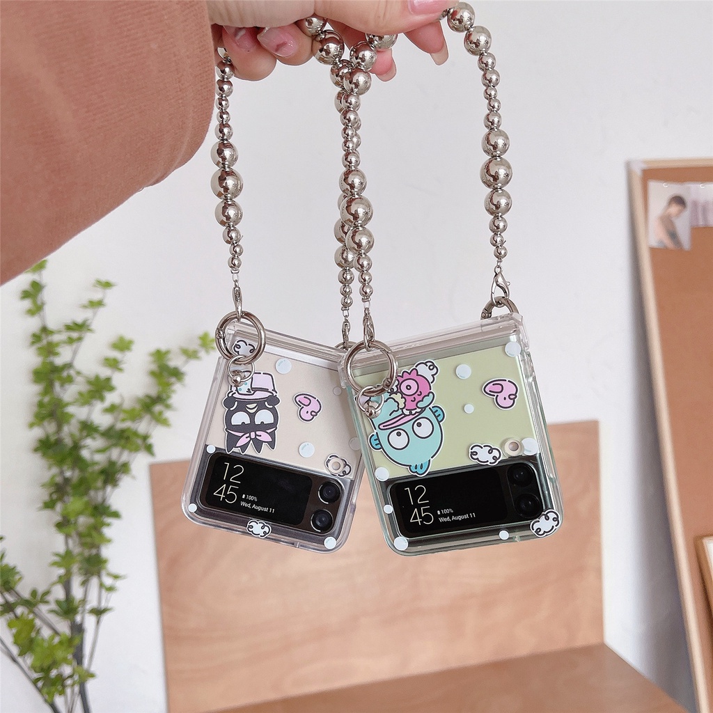 Ốp Điện Thoại PC Cứng Có Dây Đeo Họa Tiết Hoạt Hình Cho Samsung Galaxy Z Flip 3 4 5G Sanrio Cute BADTZ-MARU Flip 4