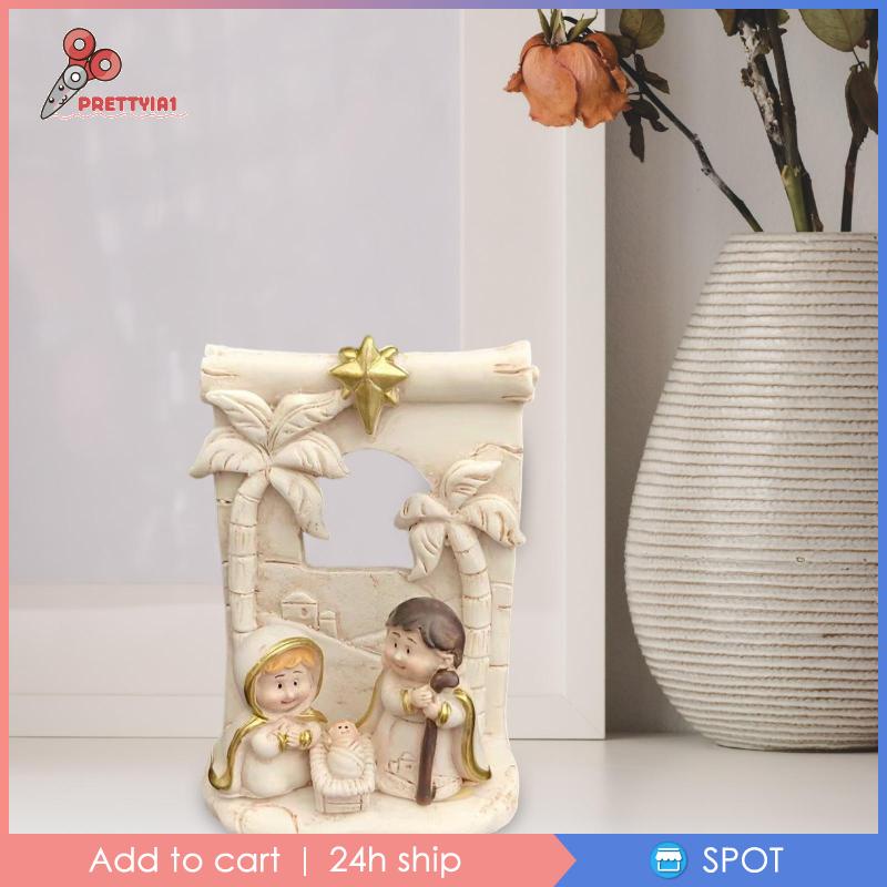[Prettyia1] Tượng Gia Đình Thánh Giáng Sinh Để Bàn Hoặc Trưng Bày Trang Trí