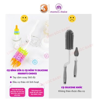 Combo chổi cọ bình sữa và núm ti silicon Mama's Choice (siêu bền,siêu sạch)