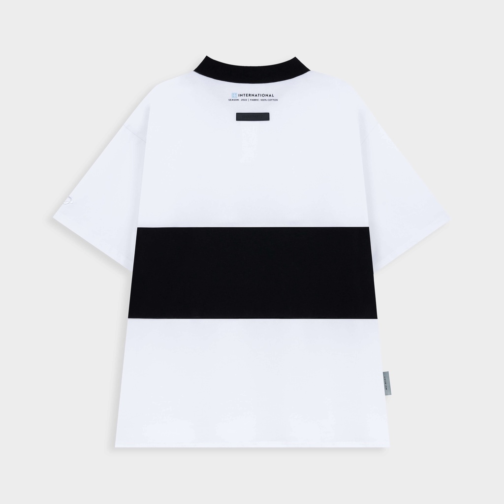 Áo polo nam nữ local brand unisex Outerity Cá Sấu Cross - Italics / Màu Trắng&Đen Localbrand Outerity