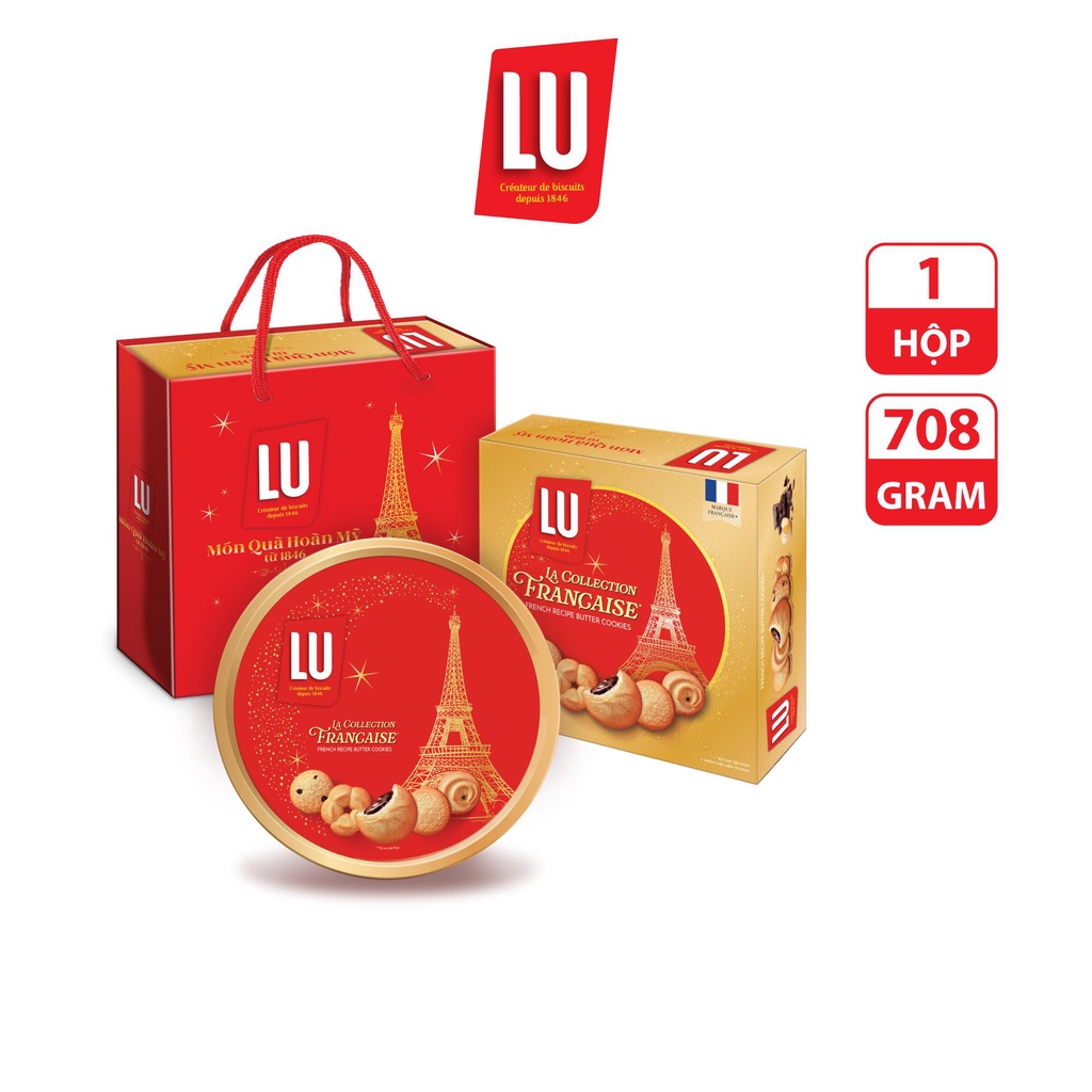 Bánh quy bơ thập cẩm công thức Pháp LU hộp 708g - 540g