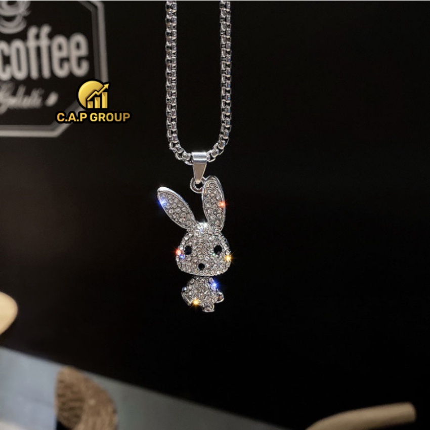 Dây chuyền nữ cá tính không gỉ vòng cổ đính đá Zircon lấp lánh hình Thỏ