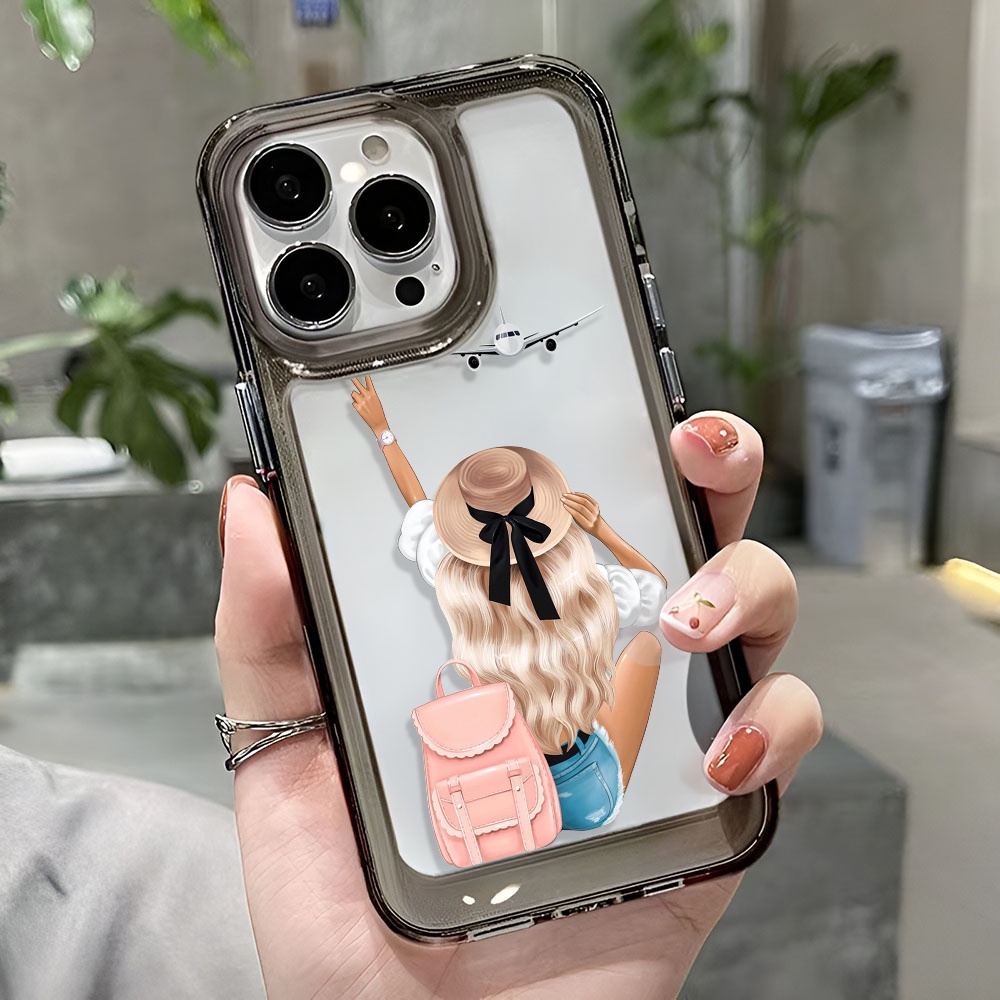 Ốp Điện Thoại Trong Suốt Hình Cô Gái Không Gian Cho iphone 14 Pro Max 13 11 12 7Plus X XR XS Max 8 7