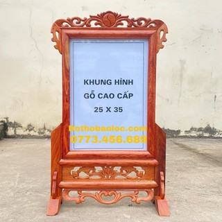 Khung ảnh, khung hình gia tiên gỗ hương 100% để vừa hình 25x35