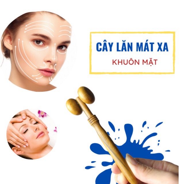 Cây lăn massage mặt,cổ,vai /cạo gió, ấn nguyệt ,gảy lưng gỗ dừa