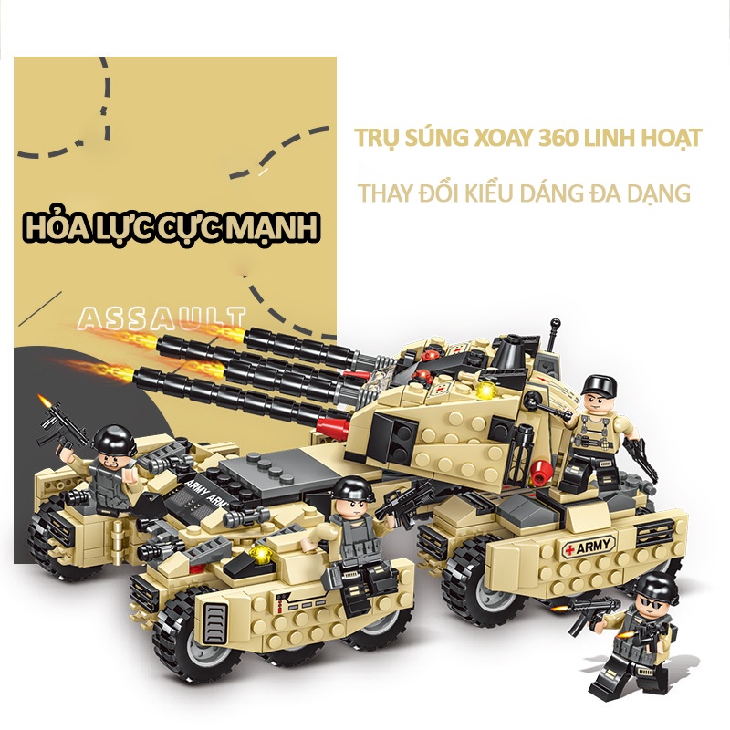 Bộ đồ chơi lắp ráp Lego xe tăng, xe bọc thép, Lego máy bay cho bé từ 5 tuổi