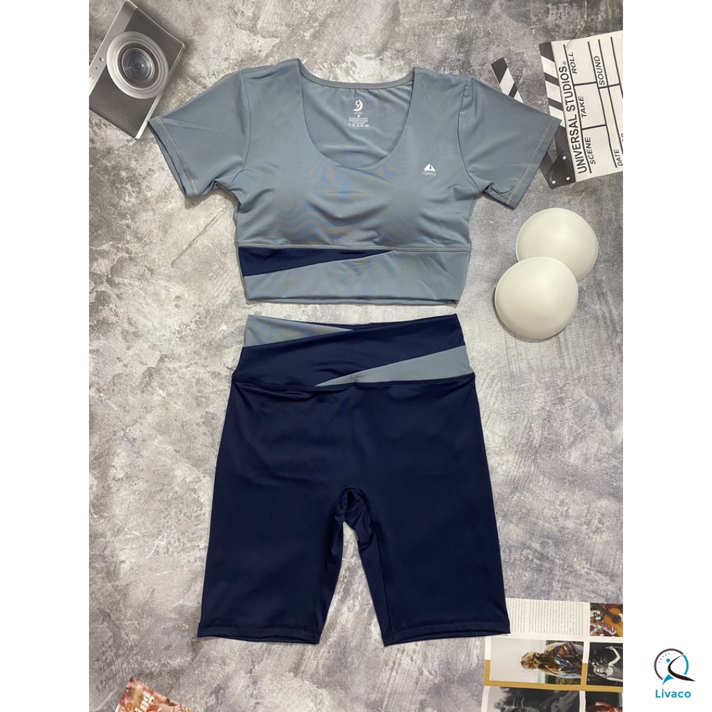 Bộ đồ tập gym yoga aerobic nữ phối màu set tập thể thao chất vải co giãn thấm hút mồ hôi