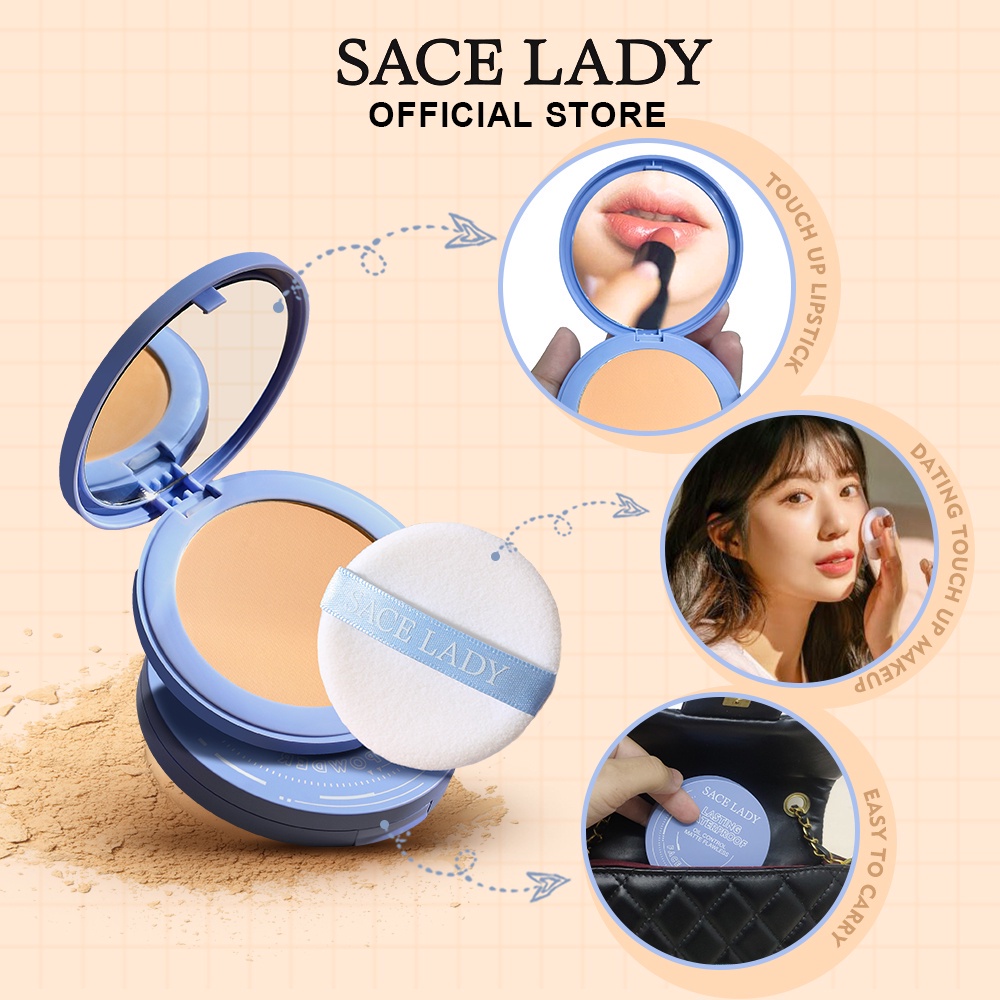 Phấn Phủ Nén Kiềm Dầu, Không Trôi SACE LADY Lasting Waterproof Oil Control Pressed Powder