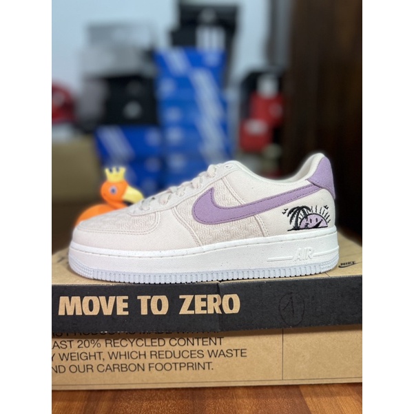 Giày Nữ Nike Air Force 1 ‘07 SE màu Trắng họa tiết móc màu tím nhạt siêu đẹp ( Hàng Chính hãng)