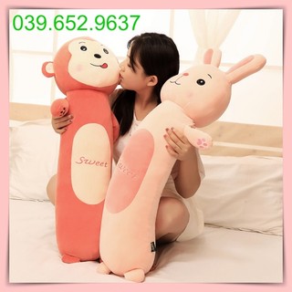 Gối ôm gấu bông hình thú ngộ nghĩnh đáng yêu, đầy đủ loại thỏ, sư tử, ếch size 70cm