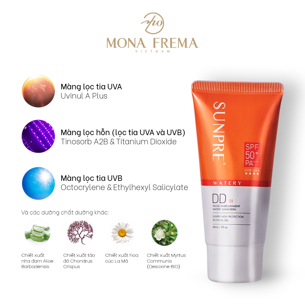 Kem Chống Nắng Dạng Nước Mona Frema Watery Sunpre AA/DD SPF 50+/PA ++++