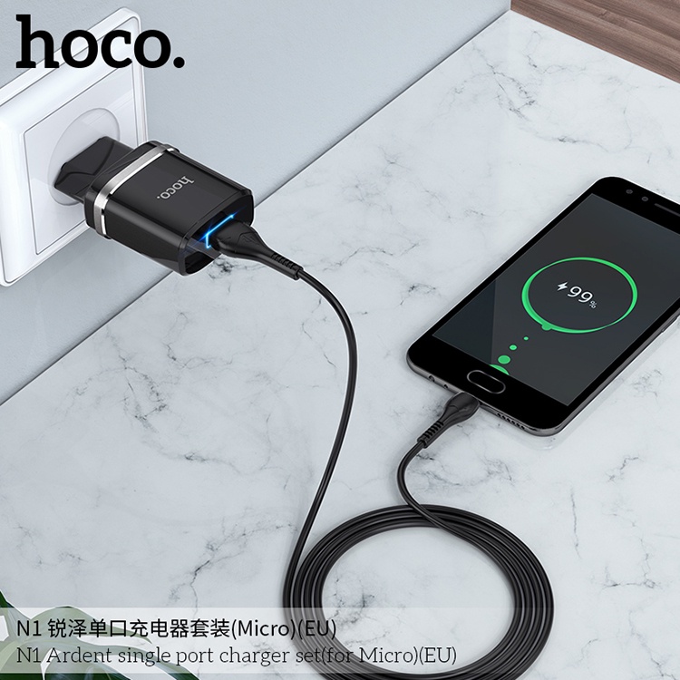 &quot;Bộ sạc nhanh Hoco N1 Micro USB&quot; , Chất Liệu Pc Chống Cháy, 1 cổng ra, dài 1m, chân cắm ( EU ) Educase