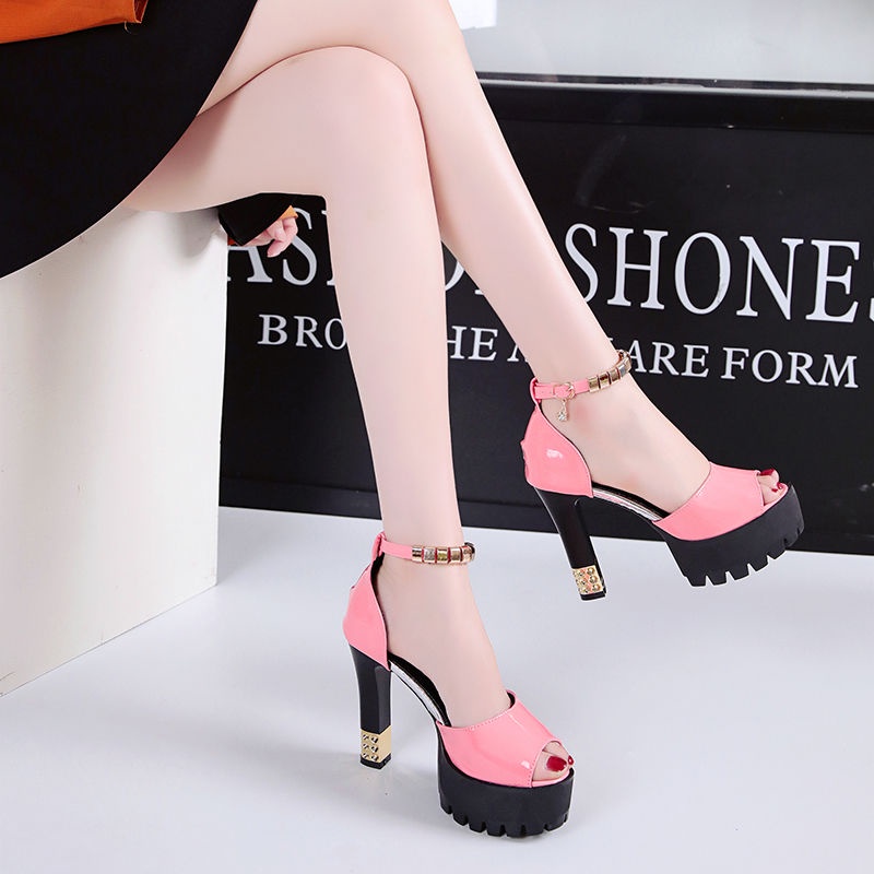 Giày Sandal Cao Gót Hở Mũi Đế Xuồng Dày Dặn Chống Thấm Nước Màu Sắc Kẹo Ngọt Thời Trang Mùa Hè 2022