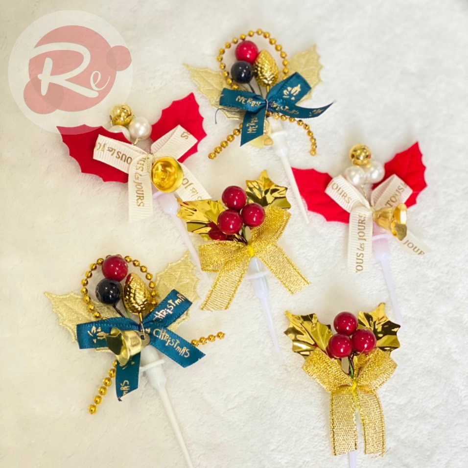 [SIÊU RẺ❤️] – Que cắm lá Noel - Trang trí bánh sinh nhật bánh kem