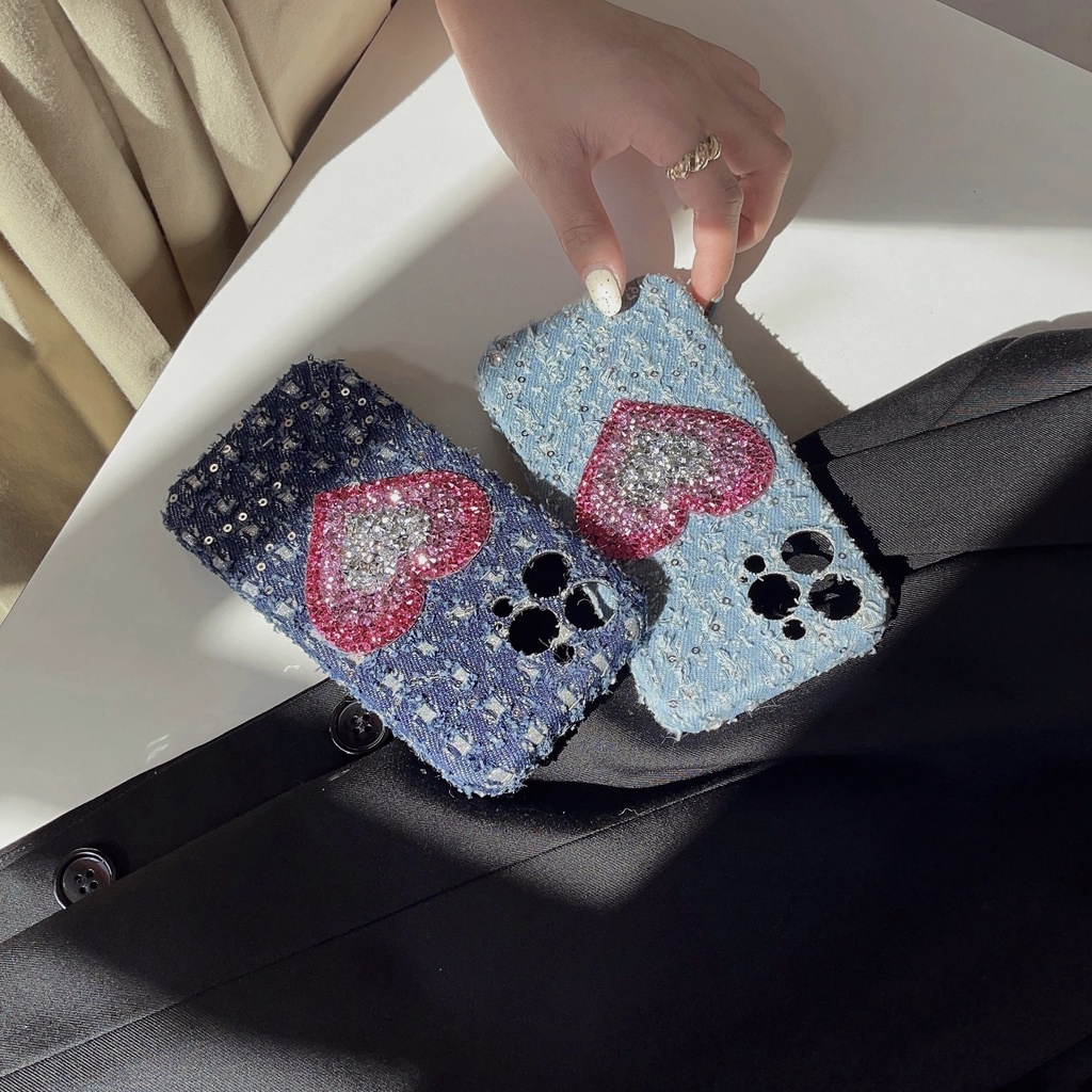 Ốp Điện Thoại Tpu Mềm Chống Rơi Họa Tiết Denim Phong Cách Retro Cho iphone 14 13 12 11 Pro MAX Plus