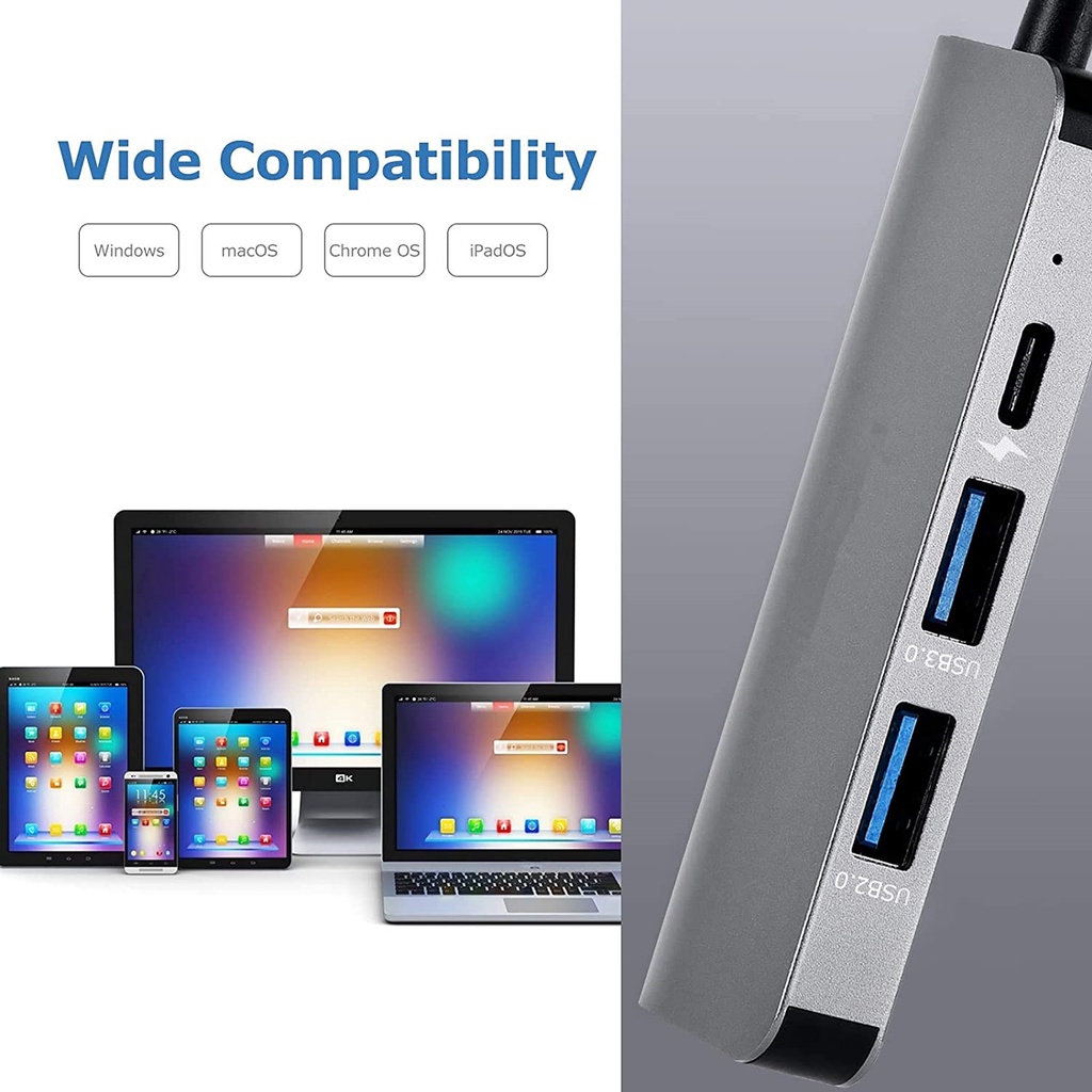 Bô chia usb c hub 4k hdmi usb 3.0 87w pd cho macbook pro / air thunderbolt 3 nintendo switch type c 3.0