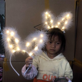Băng Đô Tai Thỏ Có Đèn Led Dễ Thương