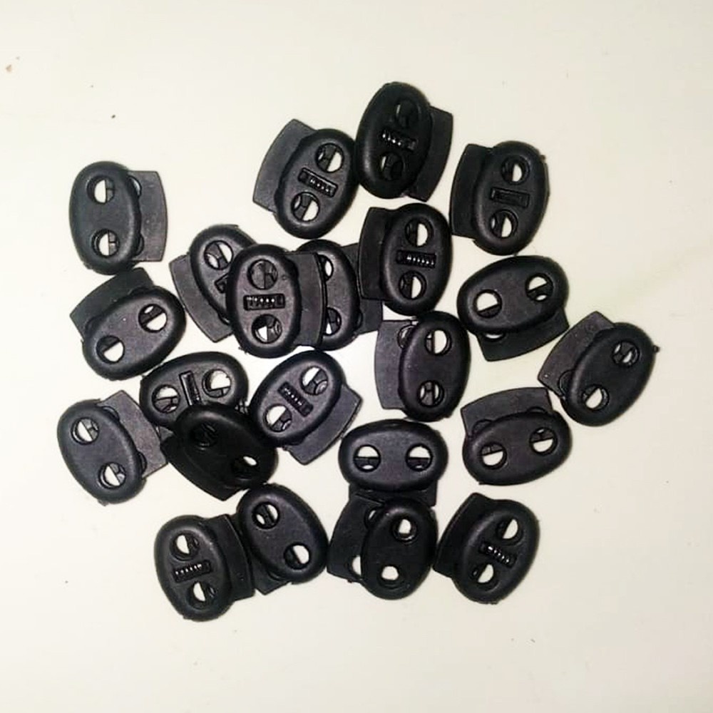 Nút chặn đầu dây rút lò xo bằng nhựa tròn màu đen tiện dụng