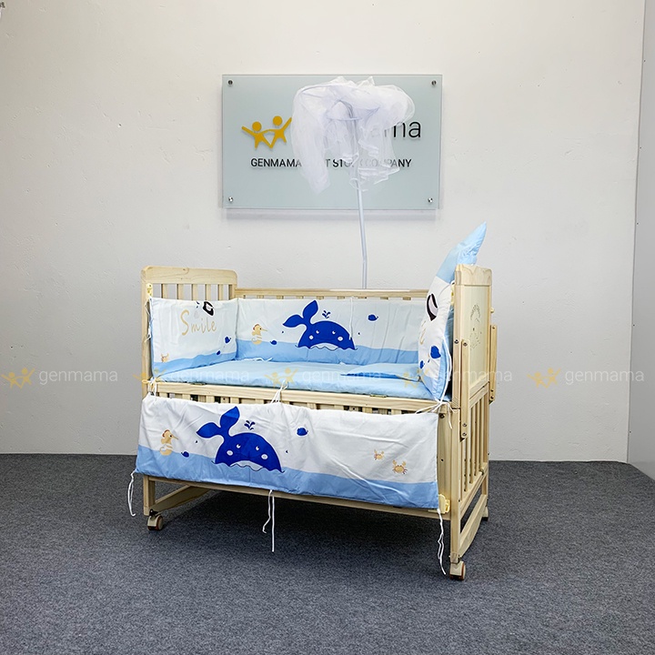 Quây cũi vải hoàng gia , quây xung quanh cũi bảo vệ bé chất liệu cotton GM-Q105 GENMAMA