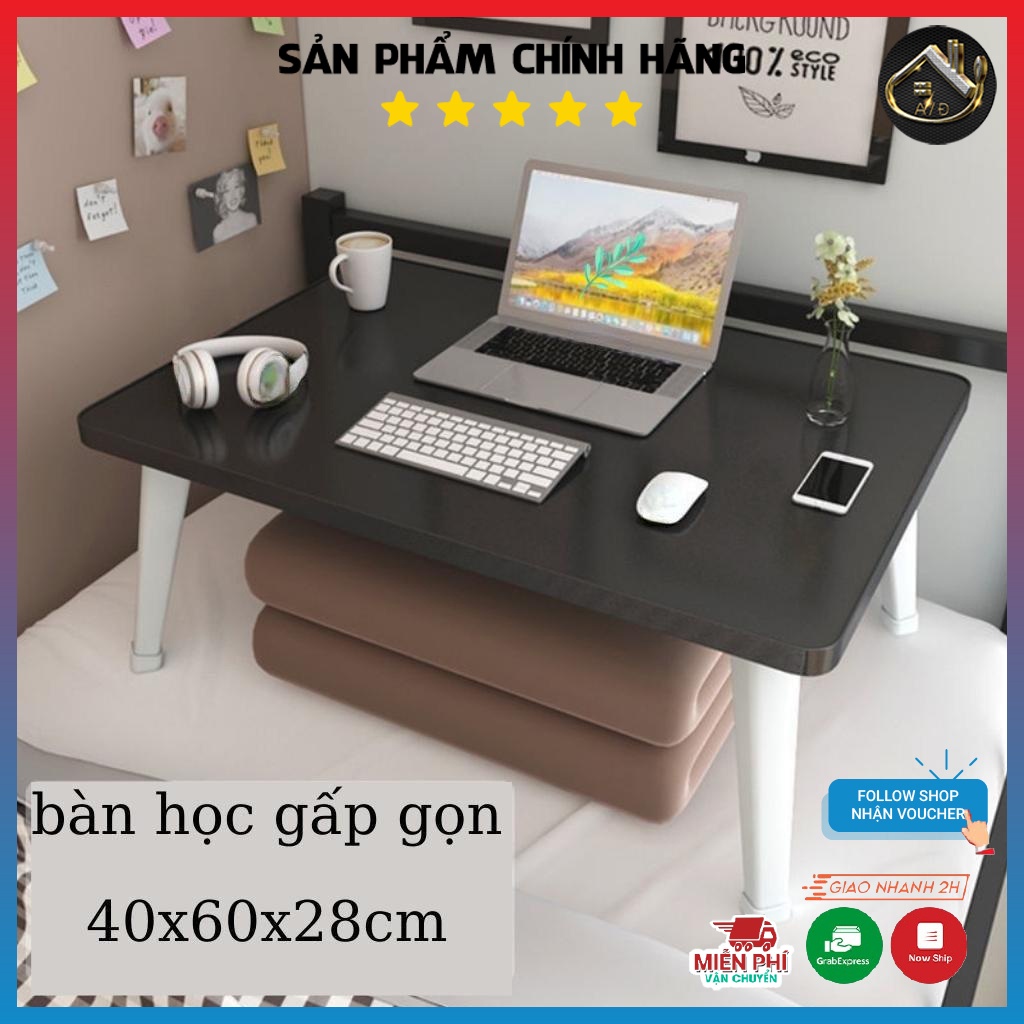 Bàn học gấp gọn mini mặt gỗ chân nhựa thông minh ngồi bệt để giường laptop xếp gọn kích thước 40x60x28cm hiện đại | BigBuy360 - bigbuy360.vn