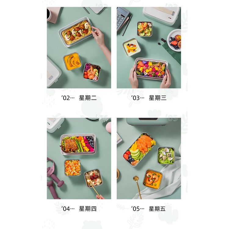 Hộp cơm hâm nóng Bear DFH-B15Q1 hẹn giờ 3 khay inox hút chân không