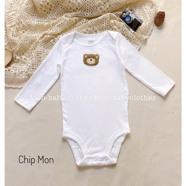 Bộ liền thân cotton mềm mịn trắng trơn cho bé