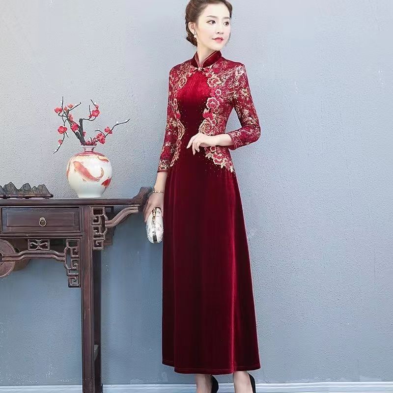 Đầm Dài 9 Tấc Thêu Hoa Thời Trang Cao Cấp Dành Cho Nữ