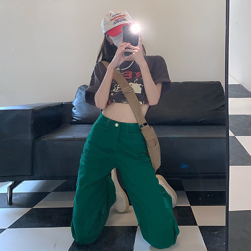 Quần jean NRVP dài ống rộng phong cách Hàn Quốc cho nữ