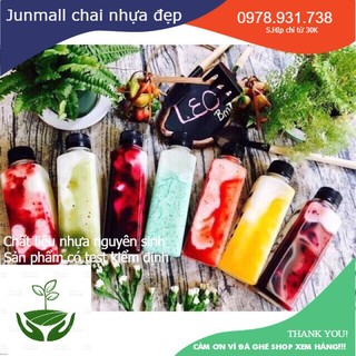 Chai nhựa vuông 330ml loại 1 chai đựng trà sữa, chai nhựa 330ml