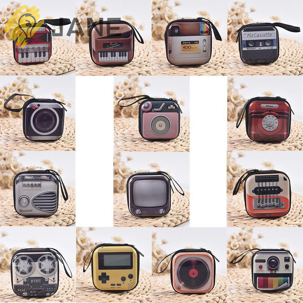 Jane Ví Thiếc Nhỏ Mạ Thiếc Họa Tiết Hoạt Hình Phát Nhạc Cổ Điển Đựng Tai Nghe Dây Cáp Làm Quà