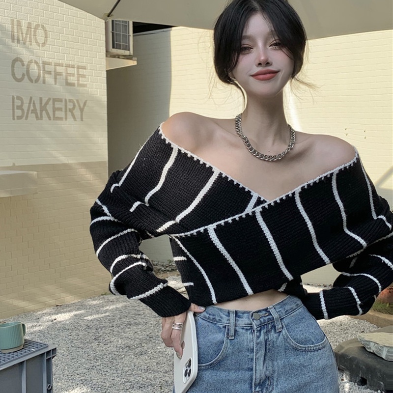 IELGY Áo Dệt Kim Trễ Vai Phong Cách Phương Tây Thời Trang Cho Nữ