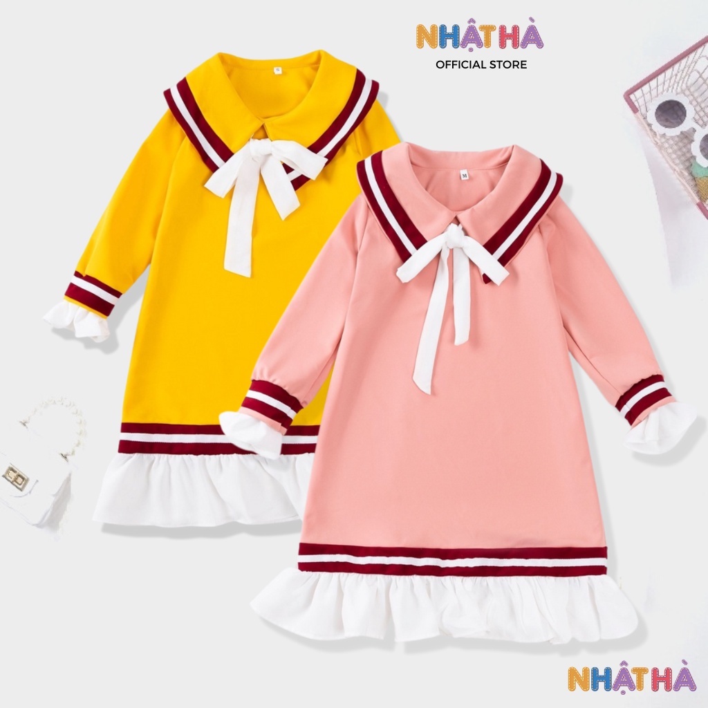 Váy bé gái nỉ thu đông NHẬT HÀ size đại 11-45kg siêu ấm cổ thủy thủ cực xinh